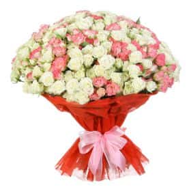 Букет из 101 кустовой розы "Нежность" 70 см