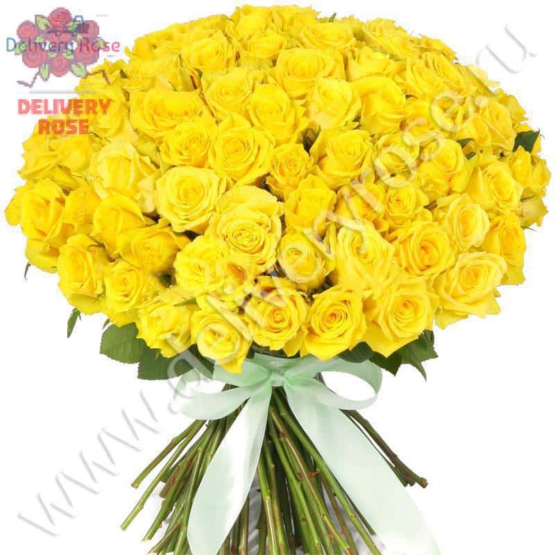 Букет из 75 желтых роз "Топ Сан" 70 см