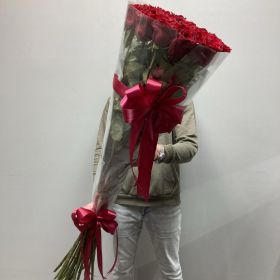 25 гигантских красных роз 150см