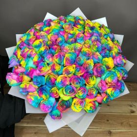 Букет из 101 радужной розы 