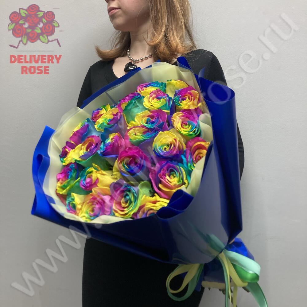 Букет из 51 радужной  розы 
