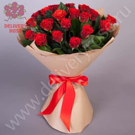 Букет из 25 красных роз «Обжигающий»