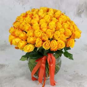 Букет из 101 желтой розы 40 см 