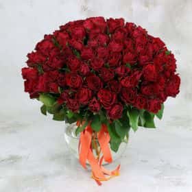 Букет из 101 красной розы 40 см. Cтандарт