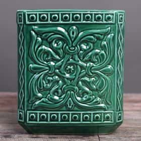 Ваза керамическая «Орнамент» (зеленая)